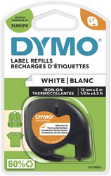 Labeltape Dymo LetraTag strijkbaar 12mm zwart op wit