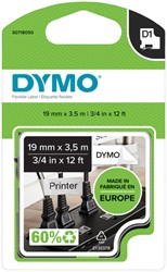 Labeltape Dymo LabelManager D1 nylon 19mm zwart op wit
