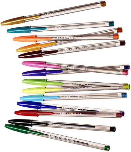 Balpen Bic Cristal large multicolour assorti etui à 15 stuks-1