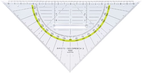 Geodriehoek Aristo 1555/2 225mm met greep transparant