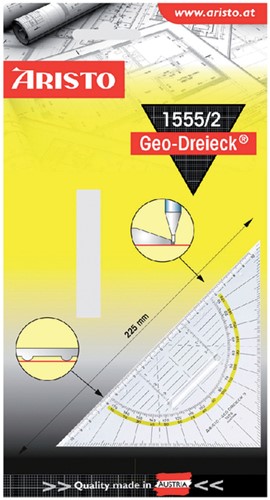 Geodriehoek Aristo 1555/2 225mm met greep transparant-2