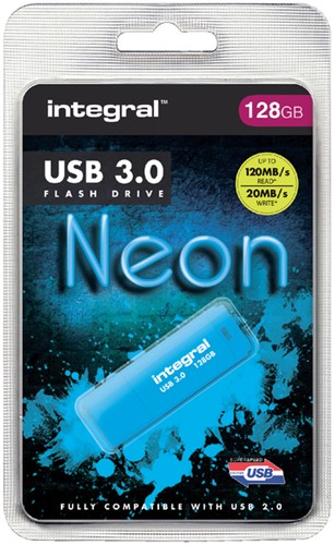 USB-stick 3.0 Integral 128GB neon blauw