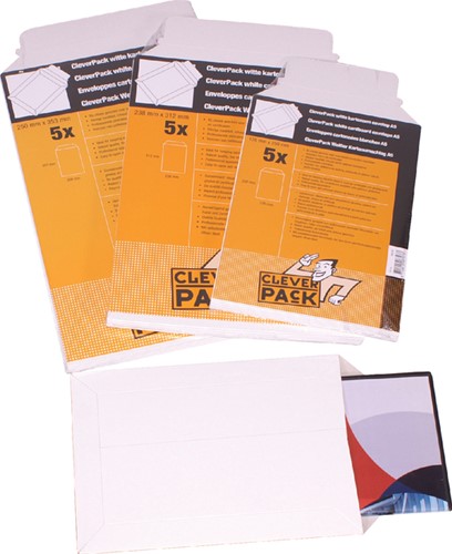 Envelop CleverPack karton B4 250x353mm wit pak à 5 stuks-1