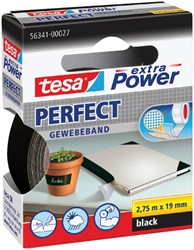 Plakband Tesa textiel 19mmx2.75m zwart