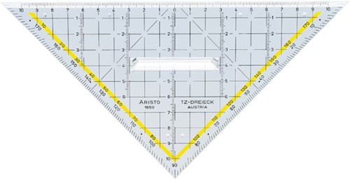 Geodriehoek Aristo 1650/2 225mm met greep transparant