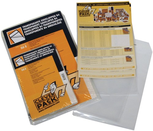 Envelop CleverPack akte A4 220x300mm zelfklevend transparant 50 stuks-2