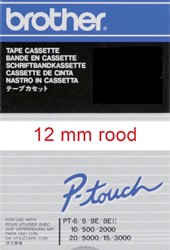 Labeltape Brother P-touch TC-202 12mm rood op wit