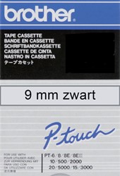 Labeltape Brother P-touch TC-M91 9mm zwart op transparant