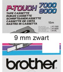Labeltape Brother P-touch TX221 9mm zwart op wit