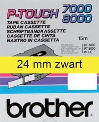 Labeltape Brother P-touch TX-651 24mm zwart op geel