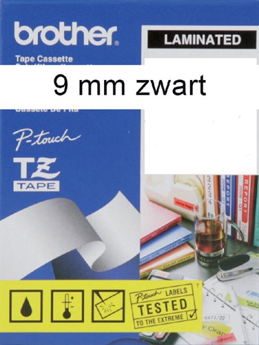 Labeltape Brother P-touch TZE-221 9mm zwart op wit-3