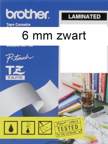 Labeltape Brother P-touch TZE-211 6mm zwart op wit-3