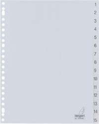 Tabbladen Kangaro 23-gaats G415CM 1-15 genummerd grijs PP