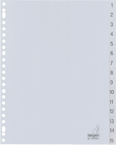 Tabbladen Kangaro 23-gaats G415CM 1-15 genummerd grijs PP