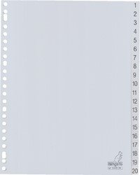 Tabbladen Kangaro 23-gaats G420CM 1-20 genummerd grijs PP