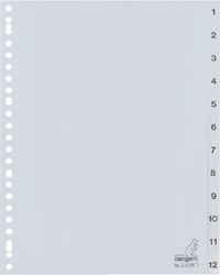 Tabbladen Kangaro 23-gaats G412CM 1-12 genummerd grijs PP