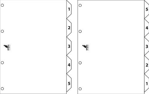Tabbladen Kangaro 4-gaats PK405C 1-5 genummerd wit karton-2