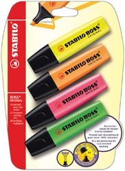 Markeerstift STABILO BOSS Original 70/4 assorti blister à 4 stuks