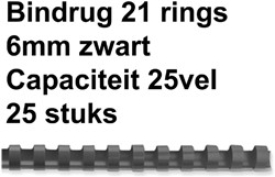 Bindrug GBC 6mm 21rings A4 zwart 25stuks