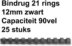 Bindrug GBC 12mm 21rings A4 zwart 25stuks