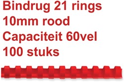 Bindrug GBC 10mm 21rings A4 rood 100stuks