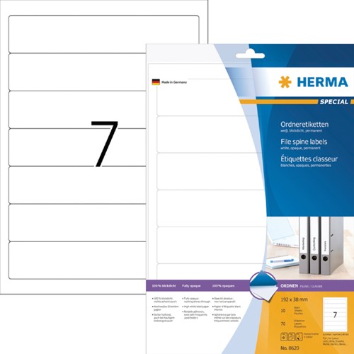 Rugetiket HERMA 8620 smal 38x192mm zelfklevend wit