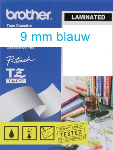Labeltape Brother P-touch TZE-223 9mm blauw op wit-3