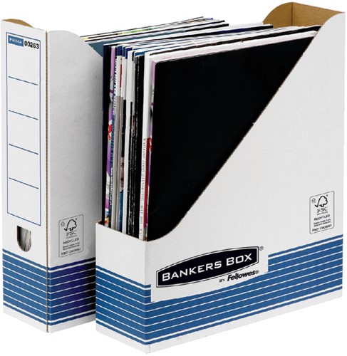 Tijdschriftcassette Bankers Box System A4  wit blauw