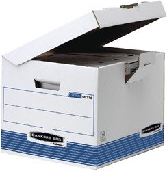 Archiefdoos Bankers Box System flip top kubus wit blauw