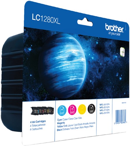 Inktcartridge Brother LC-1280XLVALBP zwart + 3 kleuren