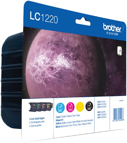 Inktcartridge Brother LC-1220VALBP zwart + 3 kleuren