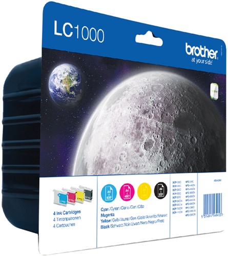 Inktcartridge Brother LC-1000VALBP zwart + 3 kleuren