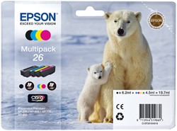 Inktcartridge Epson 26 T2616 zwart + 3 kleuren