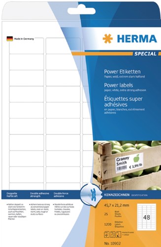 Etiket HERMA Power 10902 45.7x21.2mm wit 1200stuks-1