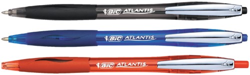 Balpen Bic Atlantis soft metalen clip clic medium blauw-3