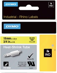 Labeltape Dymo Rhino industrieel krimpkous 19mm zwart op geel
