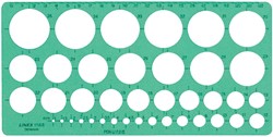 Cirkelsjabloon Linex 39 cirkels met inktvoetjes 1-35mm groen