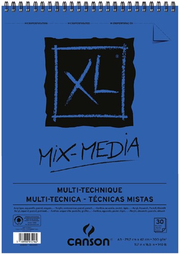 Aquarelblok Canson  XL Mix Media  A3 300gr spiraal 30 vel