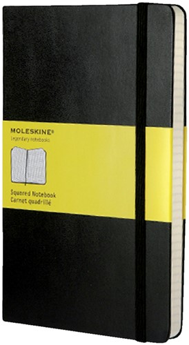 Notitieboek Moleskine large 130x210mm ruit 5x5 hard cover zwart