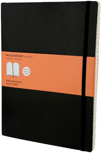 Notitieboek Moleskine XL 190x250mm lijn soft cover zwart