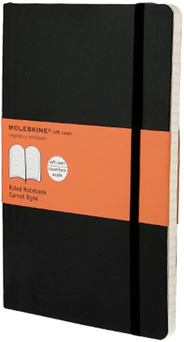 Notitieboek Moleskine large 130x210mm lijn soft cover zwart