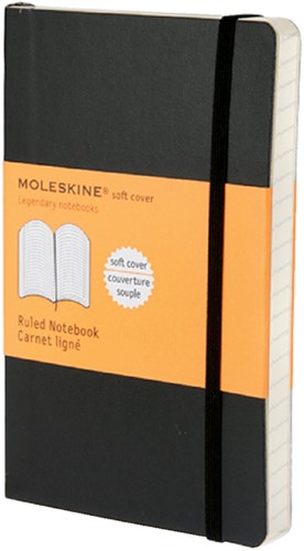 Notitieboek Moleskine pocket 90x140mm lijn soft cover zwart