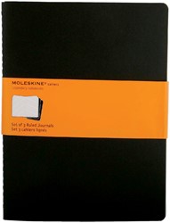 Schrift Moleskine 190x250mm lijn 240 pagina's 70gr zwart set à 3 stuks