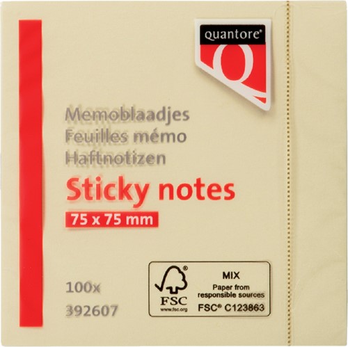 Memoblaadjes Quantore 75x75mm geel-2