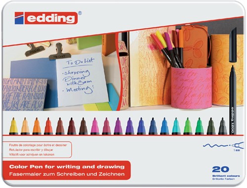 Fineliner edding 1200 fijn assorti blik à 20 stuks