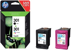 Inktcartridge HP N9J72AE 301 zwart + kleur