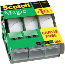Plakband Scotch Magic 810 19mmx7.5m onzichtbaar mat 2+1 gratis + afroller