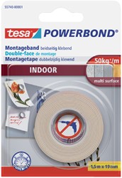 Dubbelzijdig montagetape tesa® Powerbond Indoor 19mmx1,5m wit
