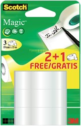 Plakband Scotch Magic 19mmx15m 2+1 gratis onzichtbaar