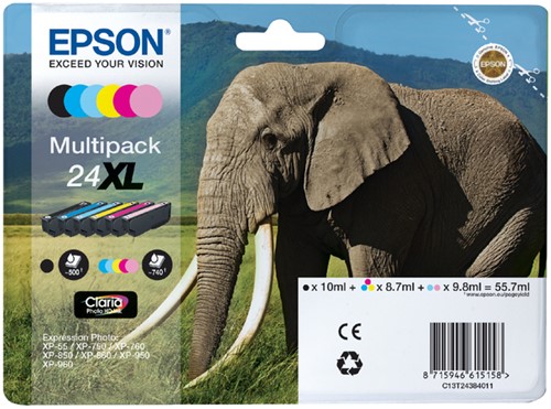 Inktcartridge Epson 24XL T2438  zwart + 5 kleuren